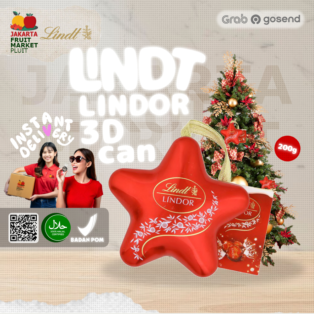 

LINDT LINDOR 3D can star kaleng bintang hiasan natal coklat susu