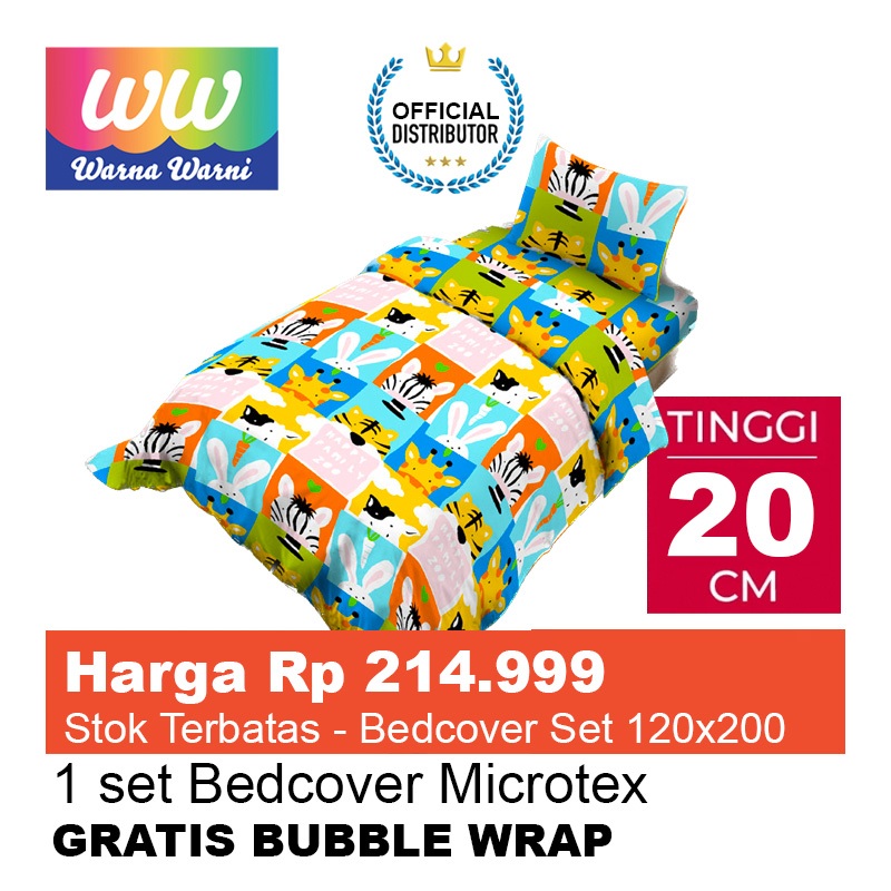 Bedcover Set Sprei 120x200 Single Tinggi 20cm Bed Cover Vito Lady Rose California Anak Remaja