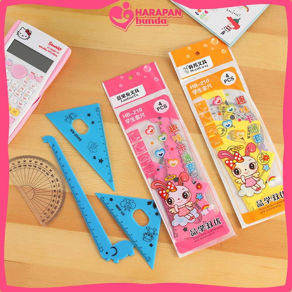 

Penggaris Matematika Plastik 15cm Set Isi 4 Alat Tulis Sekolah Karakter Motif Jerapah / Set Pengaris Garisan 15cm / Ruler Set Harapan Bunda A66