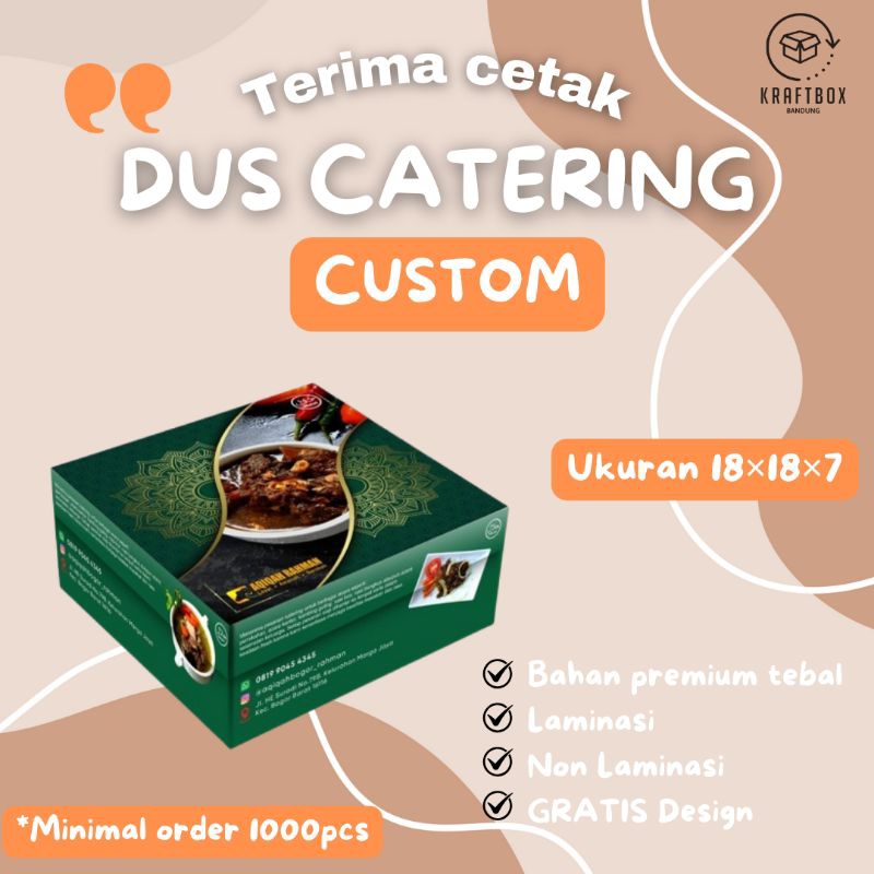

Kraftbox DUS Catering Custom| DUS NASI CUSTOM Ukuran 18x18x7 Box nasi box kue besar custom box custom kraft box custom dus nasi custom free design, gratis design, box nasi uk besar foid grade bpa free