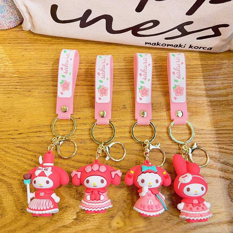 Gantungan Kunci cinnamorroll putih Ganci Desain Kartun Anime Sanrio Hello Kitty Lotso Rantai SILVER 