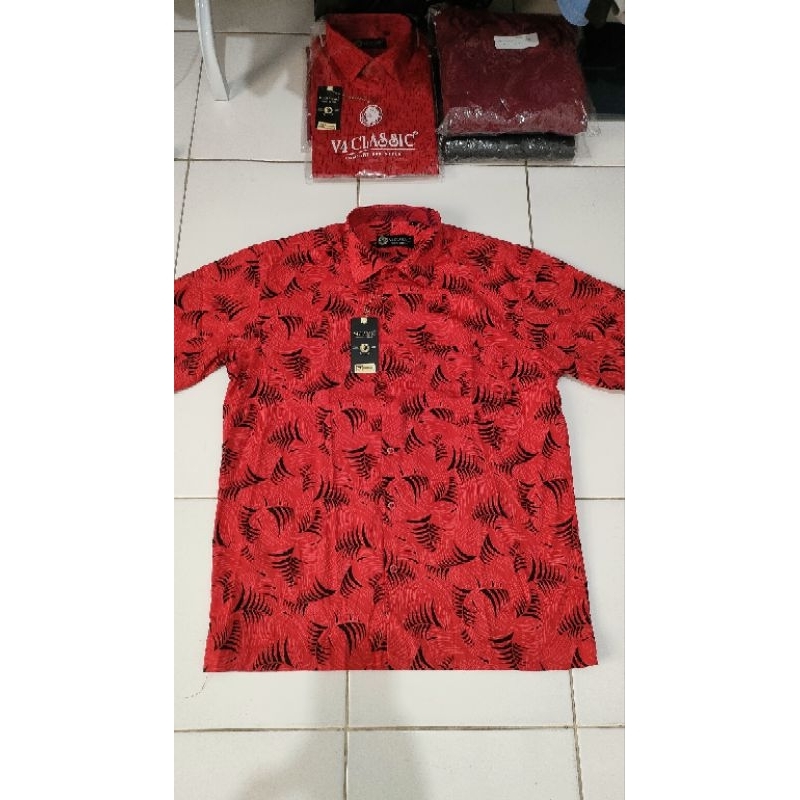 KEMEJA PRIA KATUN LENGAN PENDEK -V4 CLASSIC PRINTING CASUAL