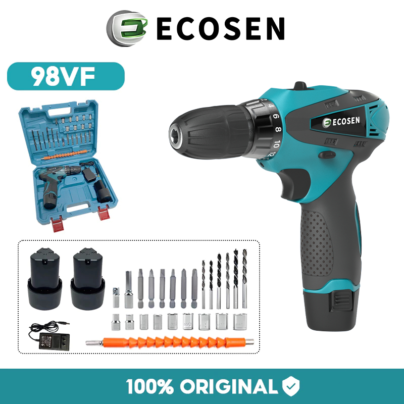 ECOSEN 98V Mesin Bor Tangan Bor listrik Bor cas Cordless Drill Battery