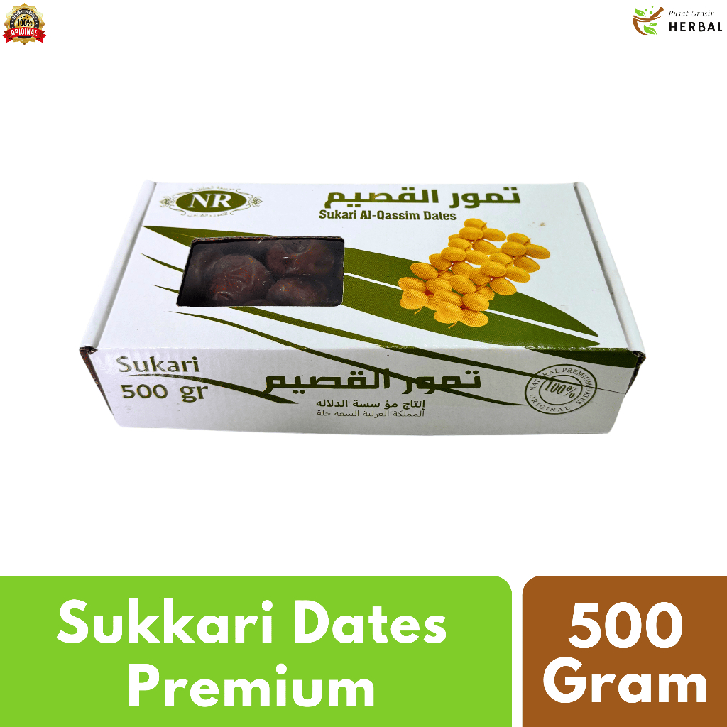 

Kurma Sukari al qassim 500 Gram Grade A Premium | Kurma Sukkari Madu Lembut Oleh Oleh Haji dan Umroh