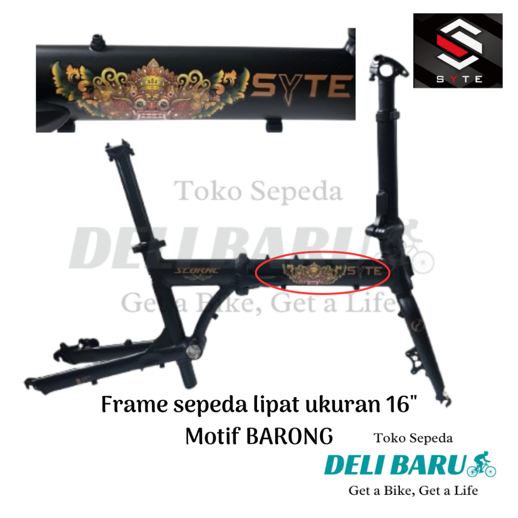 SYTE Frame sepeda lipat ukuran 16" Motif BARONG special edition batangan sepeda 16 murni 16 plus bah