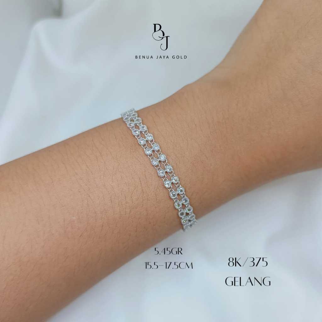 Gelang Rantai Permata Emas Putih 8K/375