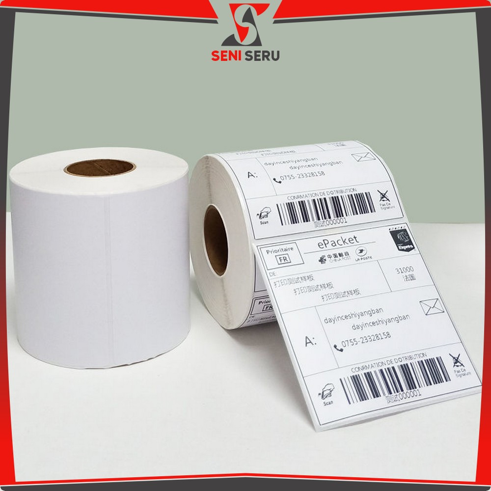 

Kertas Thermal 100x150 MM Isi 500 LEMBAR / Label Kertas Stiker Resi Barcode / Sticker Direct Thermal Seni Seru A72