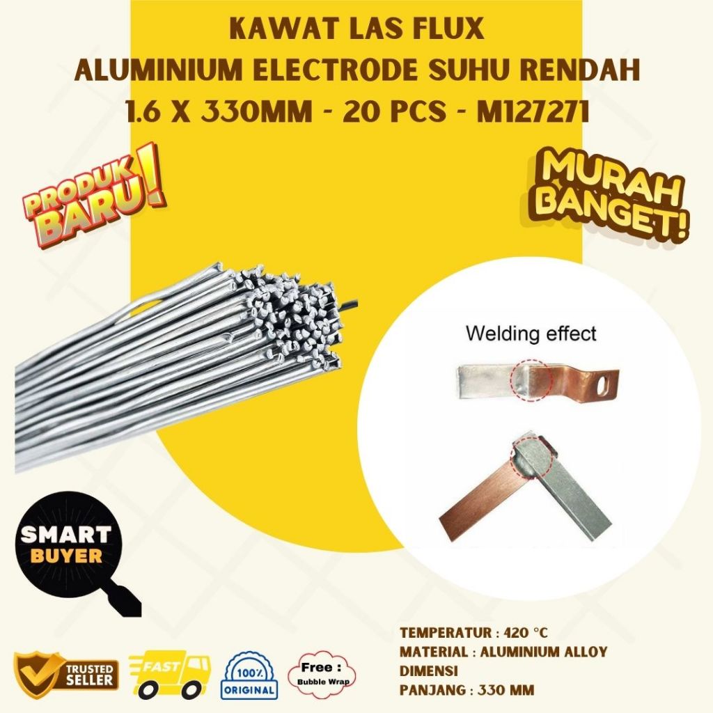 Kawat Las Solder Elektroda Aluminium Suhu Rendah 1.6mm 330mm 20pcs ORI