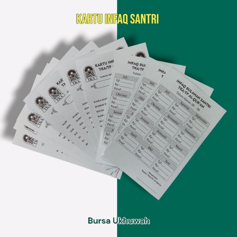 

isi 10 Kartu Iuran Santri 2 sisi (timbal balik)