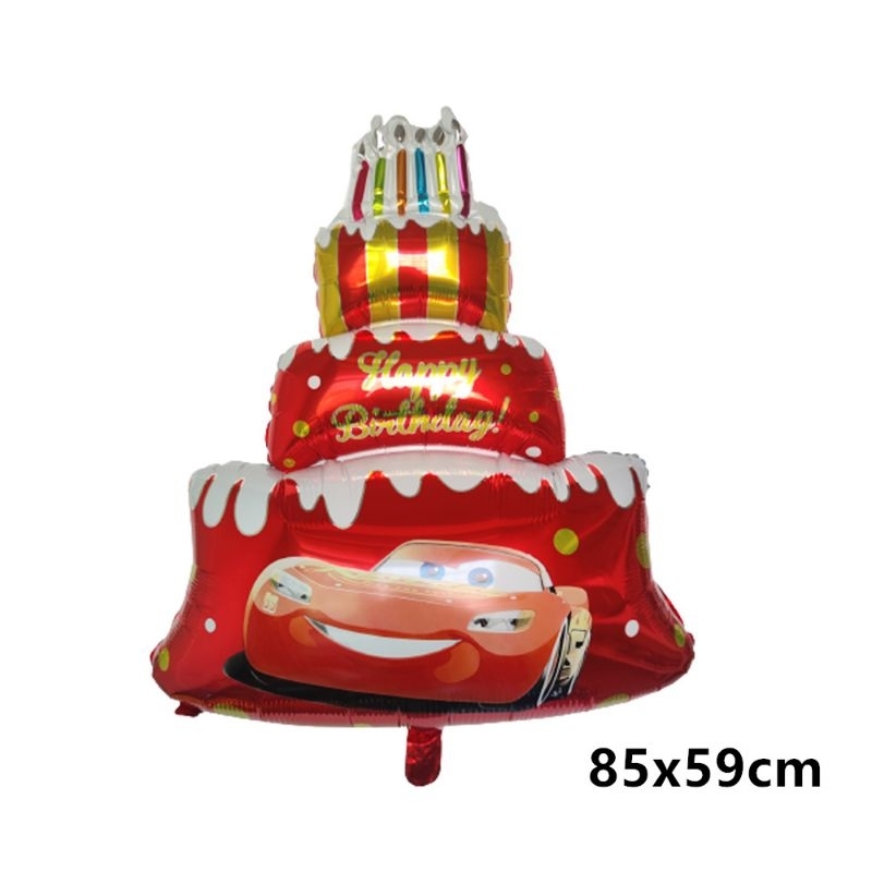 Balon foil karakter kue tart / cake cars / car / mobil happy birthday merah ulang tahun anak cowok