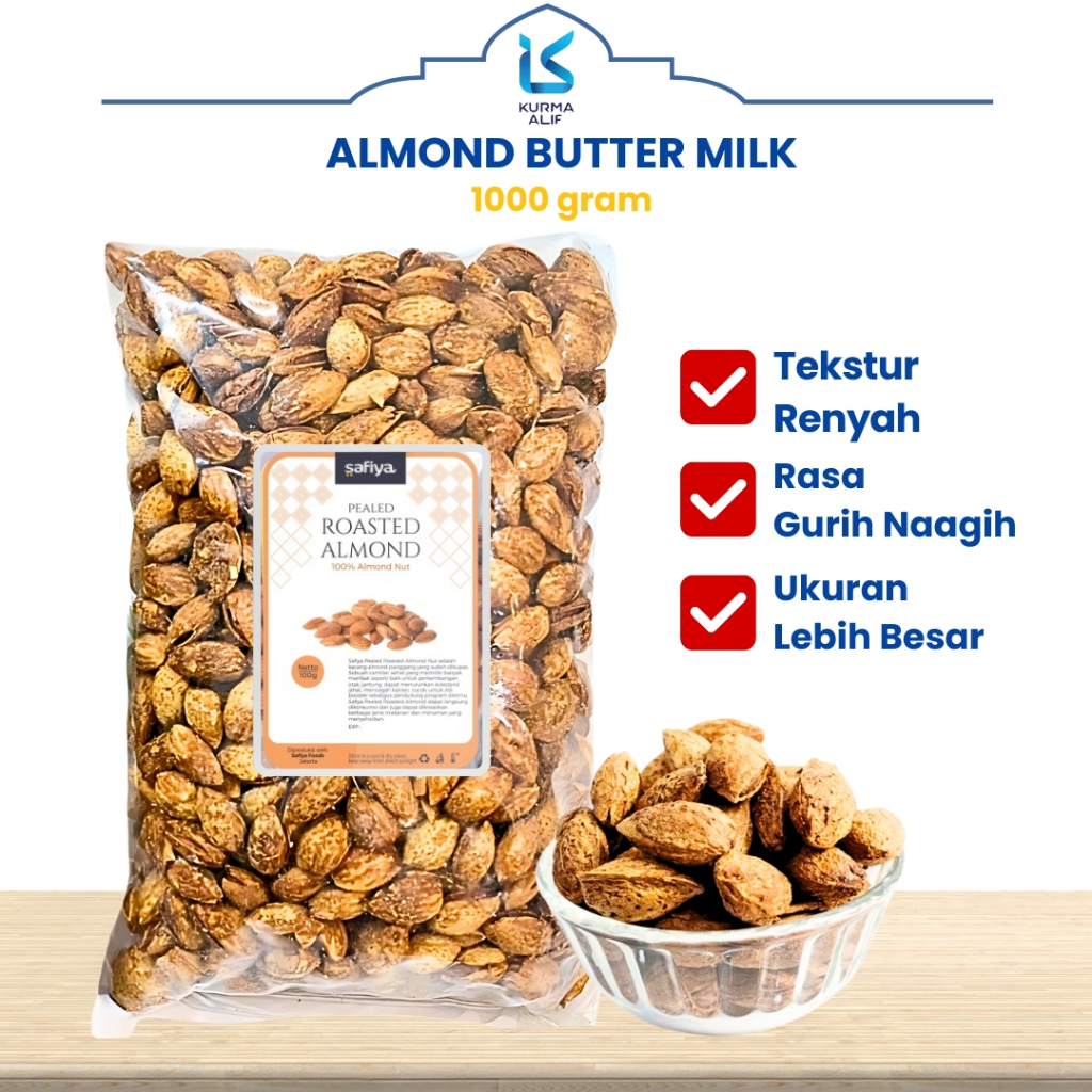 

Kacang Almond 1 Kg Roasted Almond Butter Milk Renyah Gurih Oleh Oleh Haji Umroh