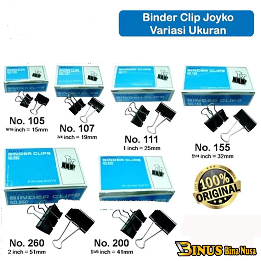 

Penjepit Kertas Binder Klip Harga perkotak isi 12 pcs