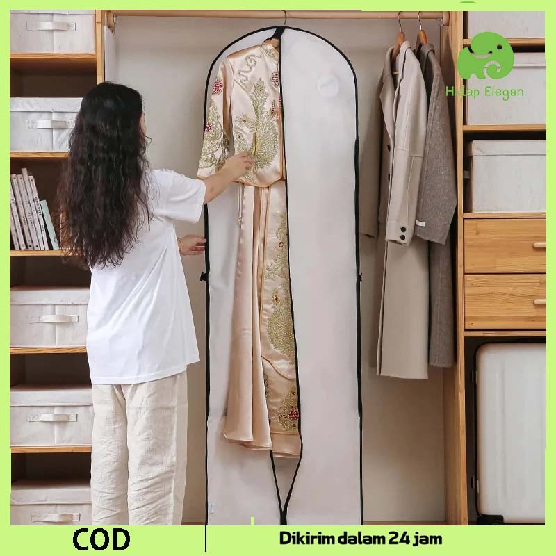 180cm Cover Gantungan Baju Anti Debu Panjang Cover Jas Cover Gaun Pengantin Cover Baju Sarung Gaun P