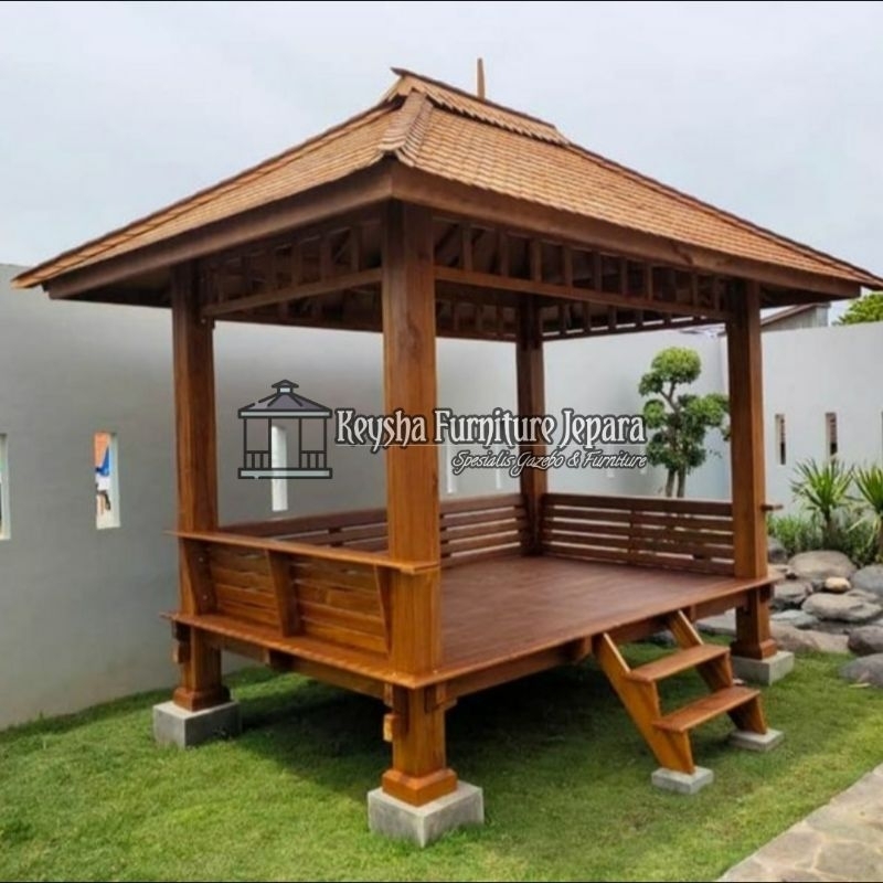 Gazebo Kayu Jati Minimalis 3x2m | Jual Gasebo Jati