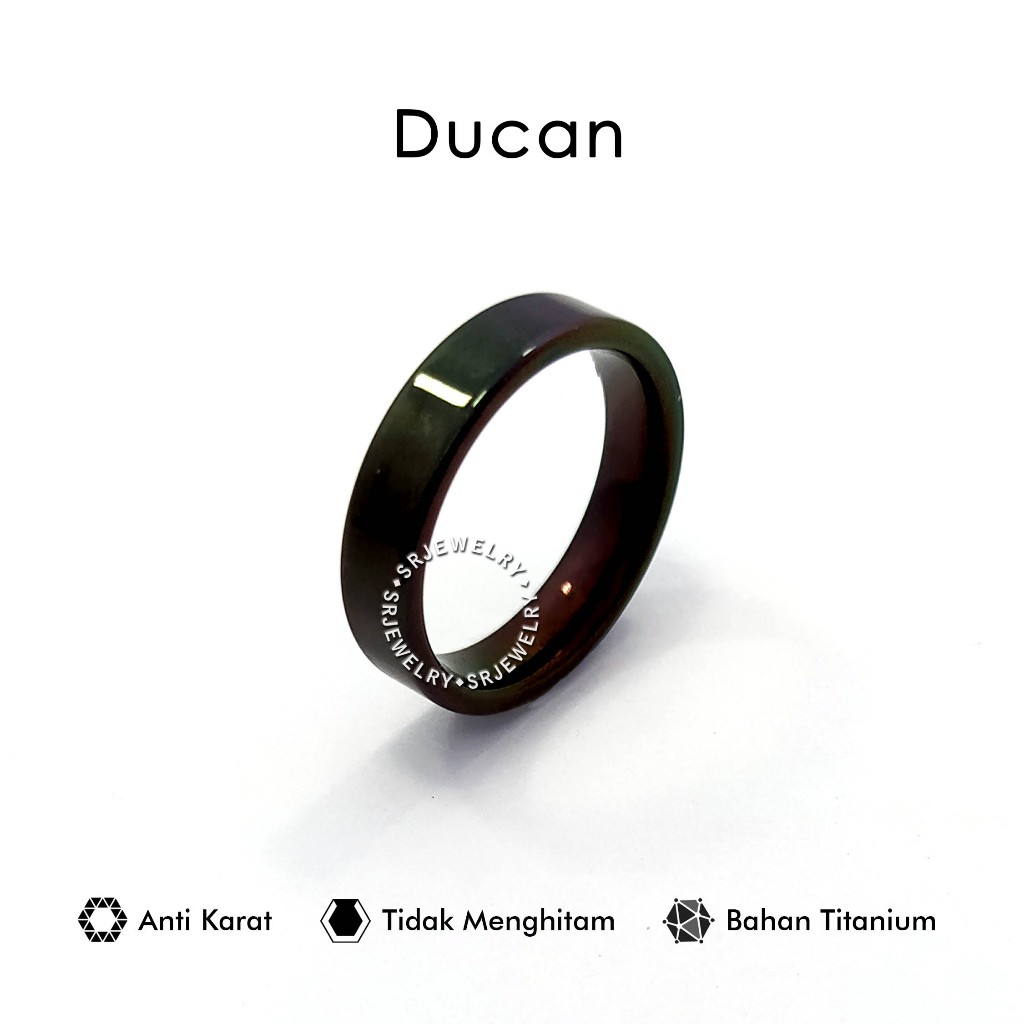 [ Ducan ] Cincin Hitam Kotak | Square Black Ring Titanium