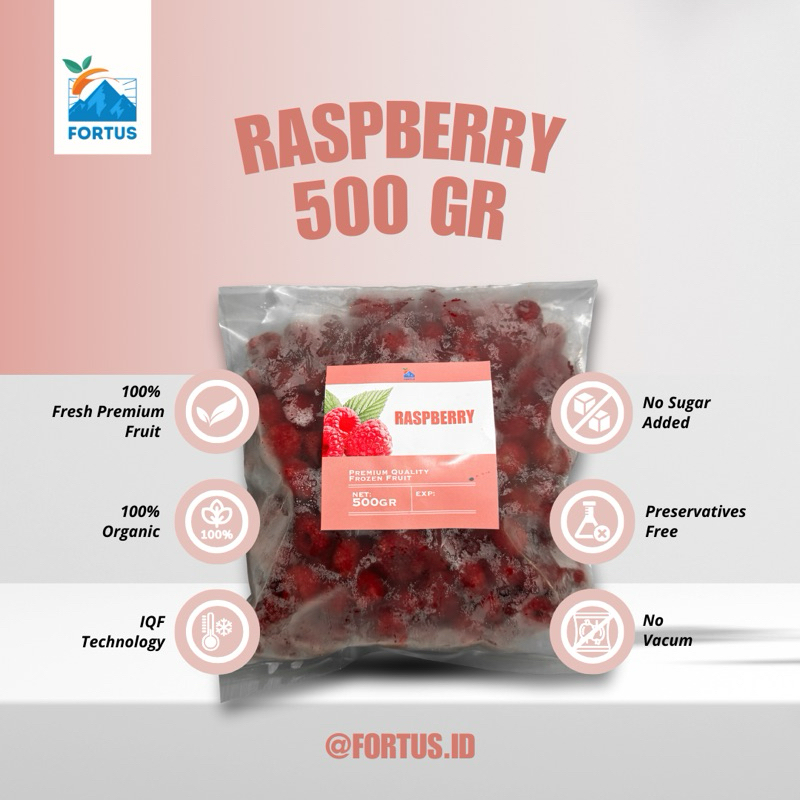 

Fortus IQF Raspberry Frozen Buah Beku Premium Organik