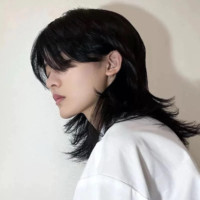 Rambut palsu pria full wig sintesis pria serigala ekor wig pria dan wanita samurai jepang