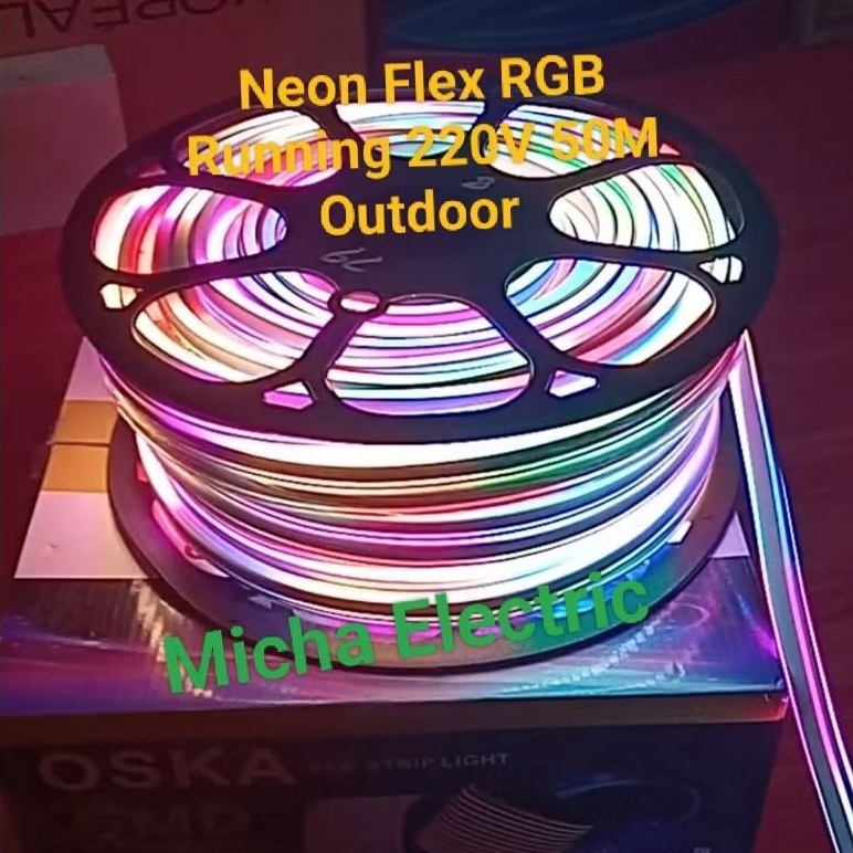 Lampu Neon Flexible RGB RUNNING 50M 220V Outdoor / Strip Light Neon Flex RGB (Berjalan) 50M 220V