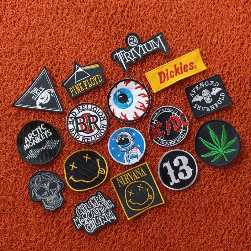 Patch Bordir kecil emblem bordir brand tempelan label tag iron patch patch musik back patch bordir