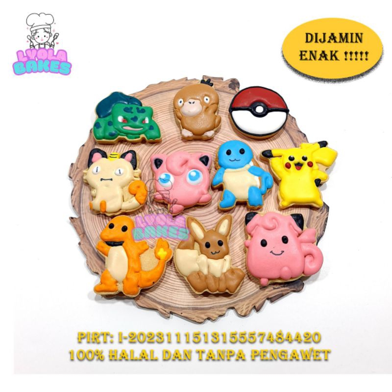 

Cookies Pokemon Paket 10pcs cookie kukis Hias karakter character Pikachu kue kering icing royal