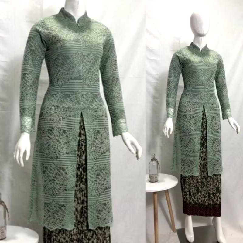 Tunik Brokat Busui/ Kebaya Kekinian/ Kebaya Brokat Terbaru/Stelan Tunik Brokat/Tunik Kerah Sanghai/T