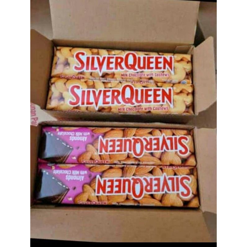 

coklat Silverqueen murah meriah 58gr cashew dan almond