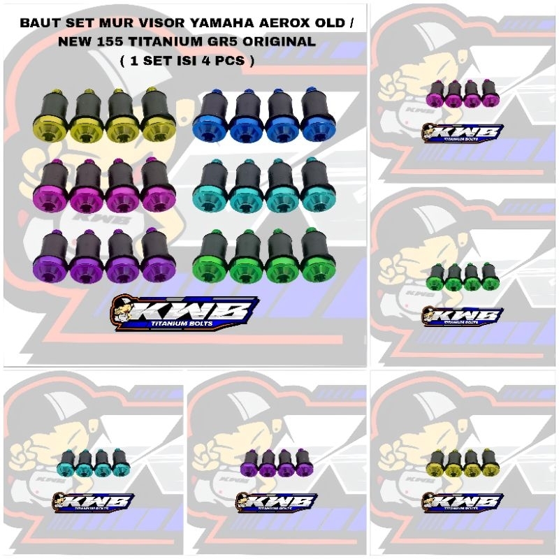 Baut set mur visor titanium baut visor yamaha aerox old aerox new 155 titanium gr5 original isi 4 pc