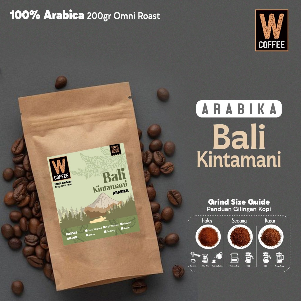 

Biji kopi Arabika Bali kintamani 200gr - W coffee biji kopi spesial