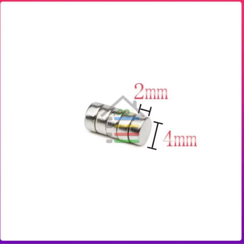 PALI Magnet Neodymium N52 ukuran 4x2 mm . Magnet Kuat dan murah