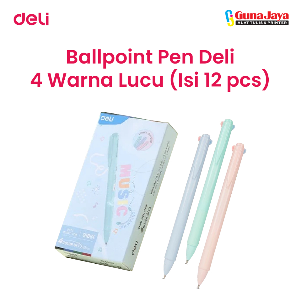 

DELI CQ186 BALLPOINT PEN 4W 12PCS