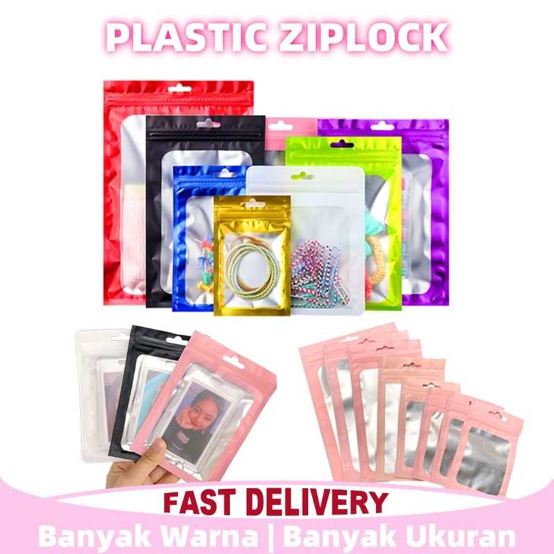 

100pcs Colorful Flat Ziplock Kantong Holografik Photocard Kemasan Perhiasan Tas Plastik Klip