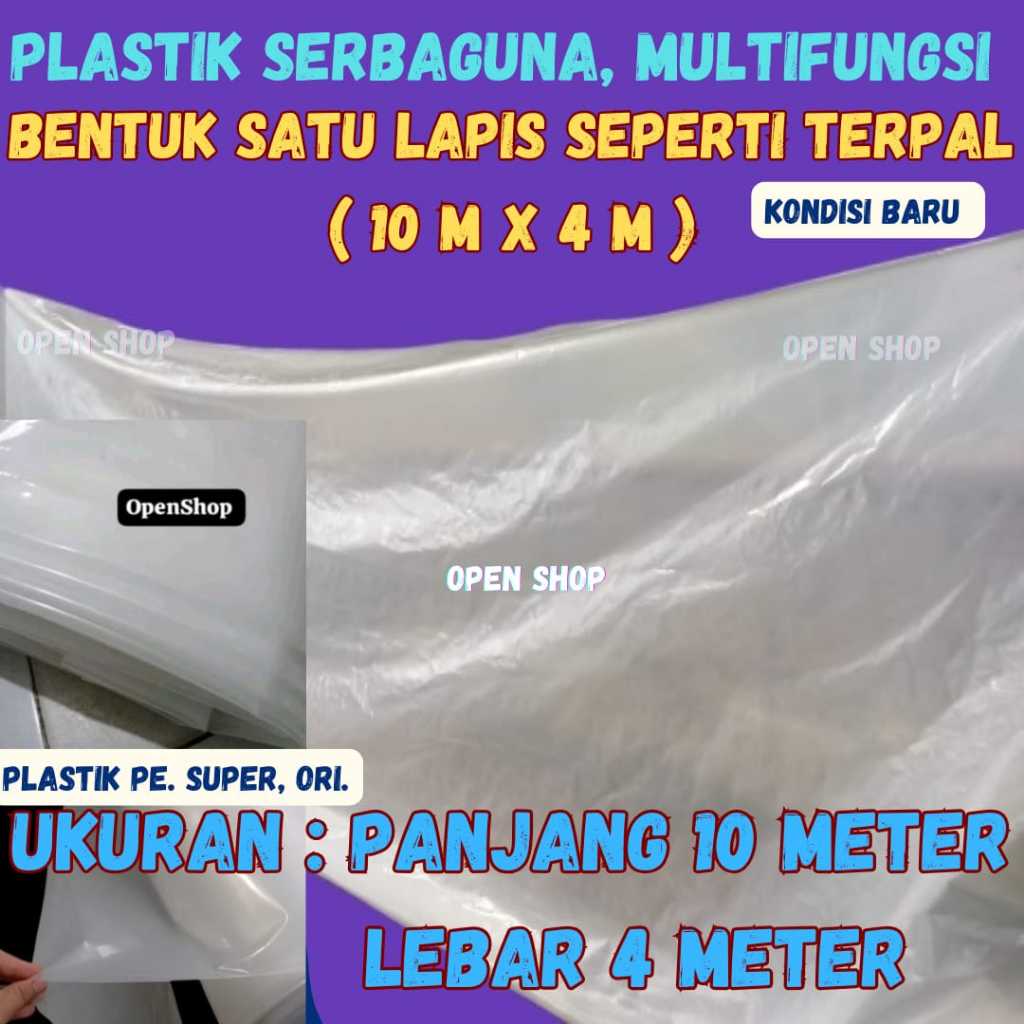 10m x 4m. Plastik Kolam Ikan, Atap,Green house,Hidroponik,Budidaya, PenutupPelindung Barang ,Tanaman