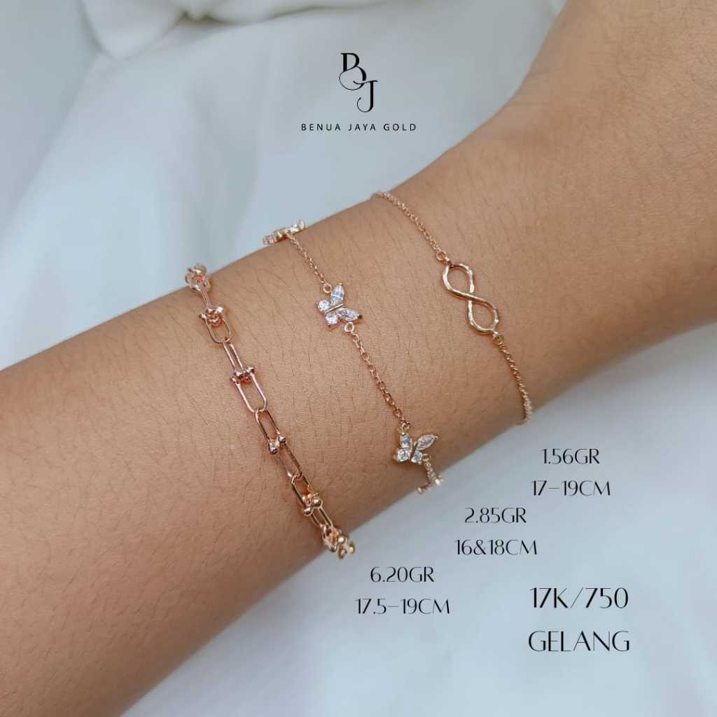 Gelang Rantai Fashion Emas Rose Gold 17K/750