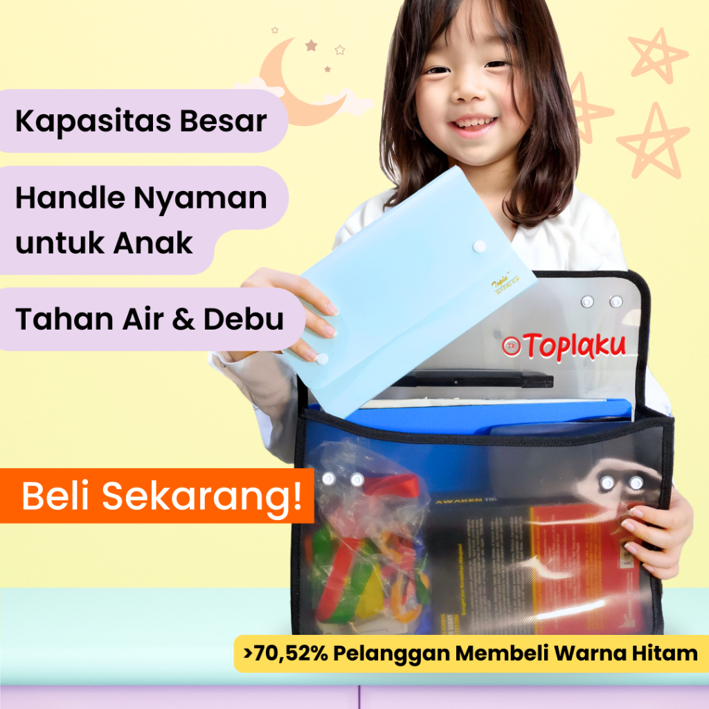 

Tas Les Map Dokumen BESAR Anti Air plastik zipper Kancing File F4 A4 Sekolah Buku Document Bag 3090