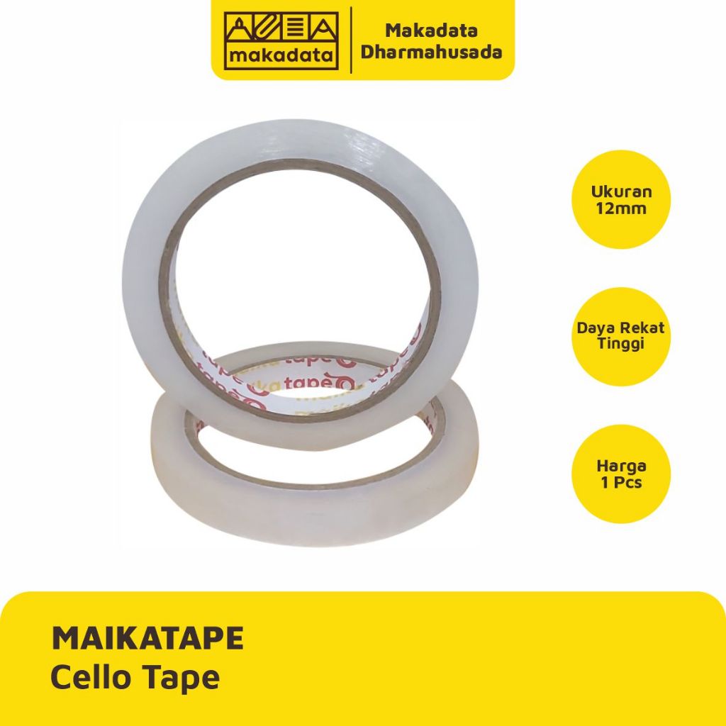 

ISOLASI | CELLO TAPE | STATIONERY TAPE MAIKATAPE 12MM (1 PCS) MURAH