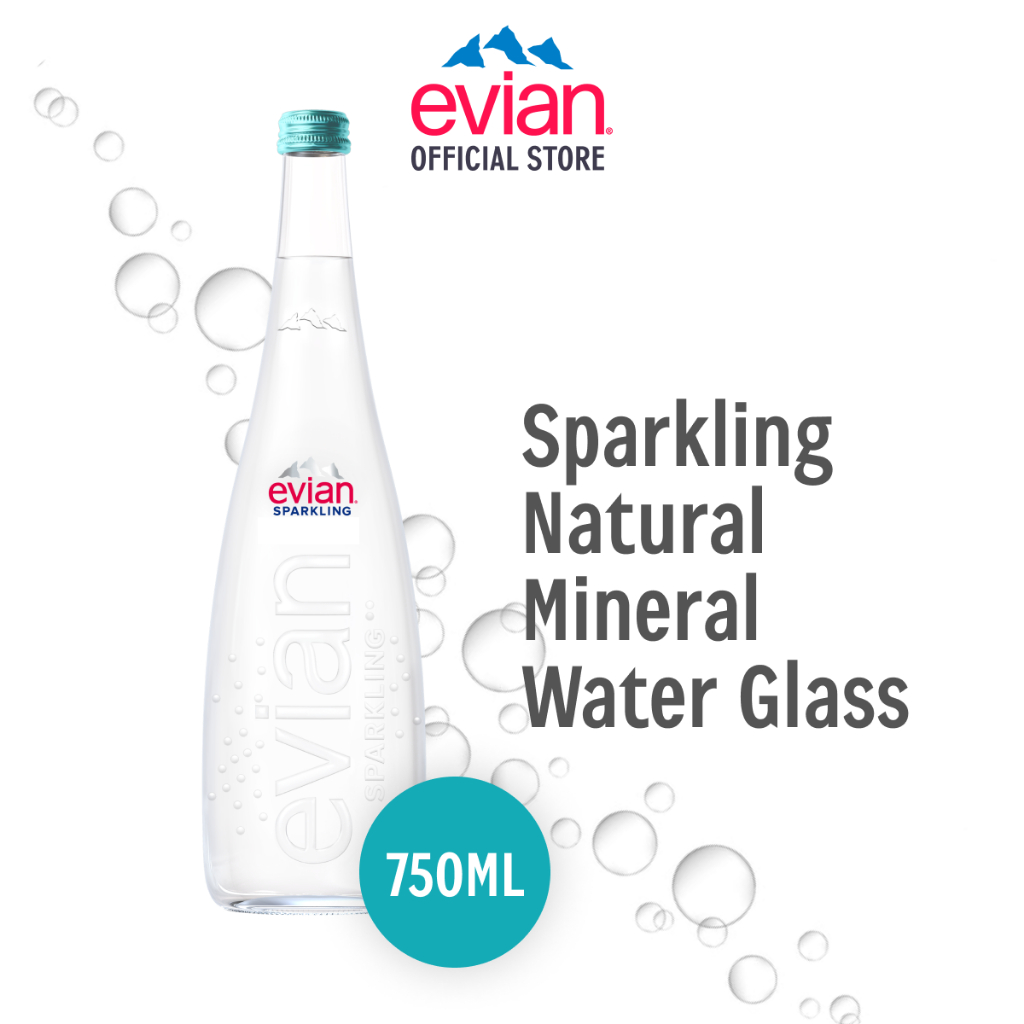 Evian Sparkling Mineral Water Glass 750ml