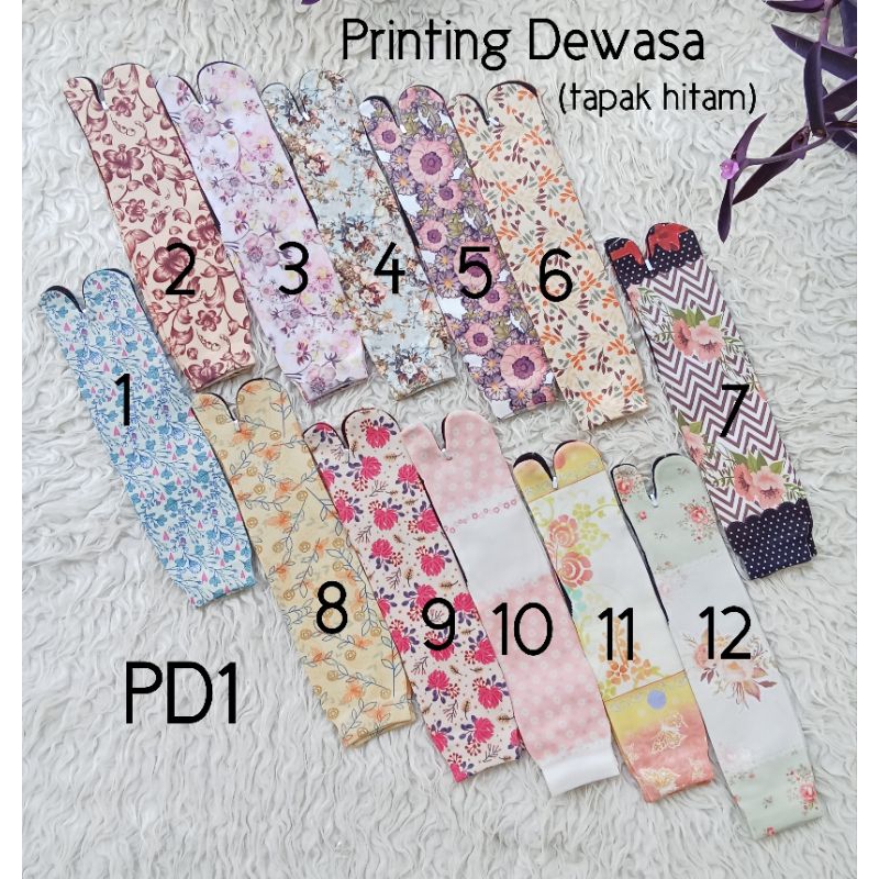 Kaos kaki Printing tapak hitam size computer L cantik halus premium