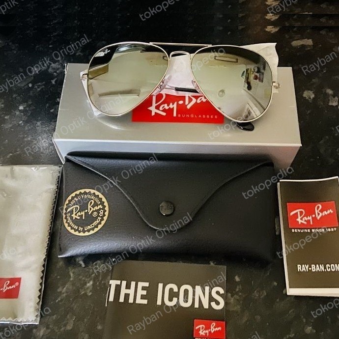 Rayban aviator large metal mirror ori - Silver