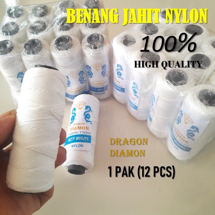 Sa1 Benang jahit nilon benang nilon warna putih bening brait lusinan isi 12 roll Super kuat 18D