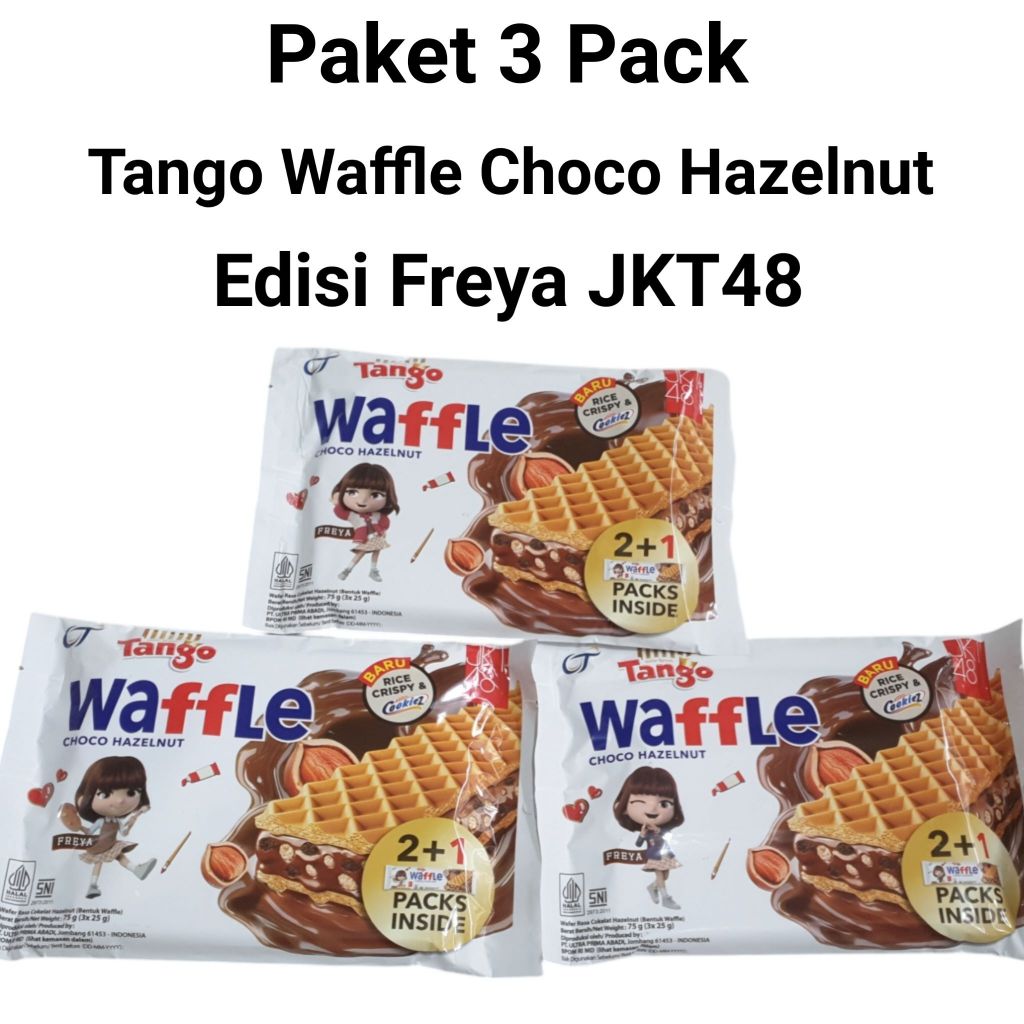 

PAKET 3 PACK EDISI FREYA JKT48 TANGO WAFFLE 75GR Choco Hazelnut