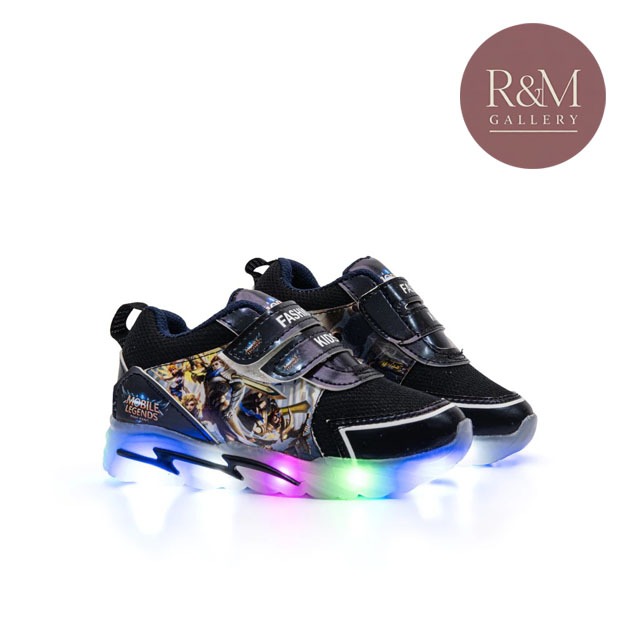 Sepatu anak Laki-laki Model Sepatu Led Dengan model karakter Bergambar Mobile Legend