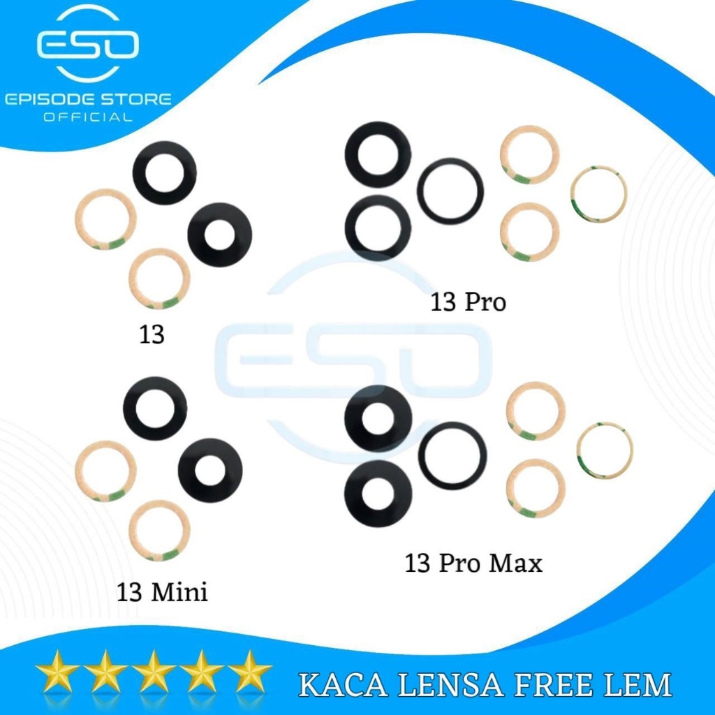 kaca lensa kamera belakang 13/13 Pro/13 Pro Max/13 Mini free sticker lem new