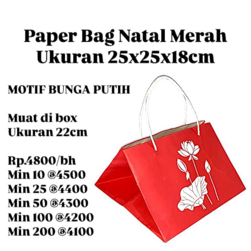 

Paper Bag IMLEK DAN NATAL Merah Ukuran 25x25cm Muat Box 22cm