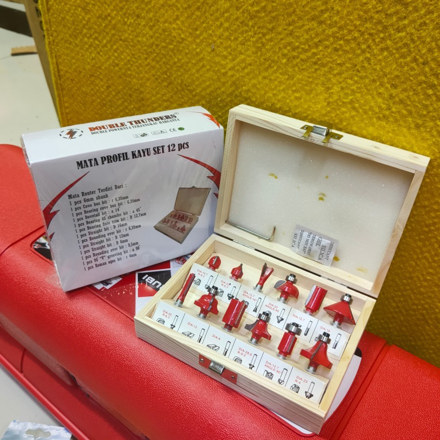 Mata profil set Router bit set Trimmer bit set Mata profil kayu 12pcs