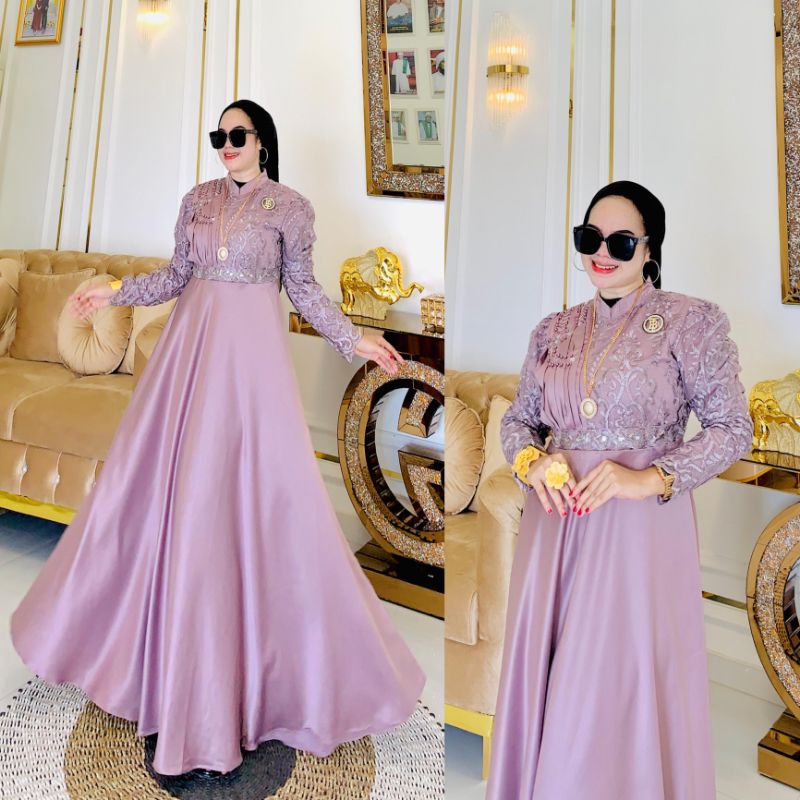 gamis satin tile payet