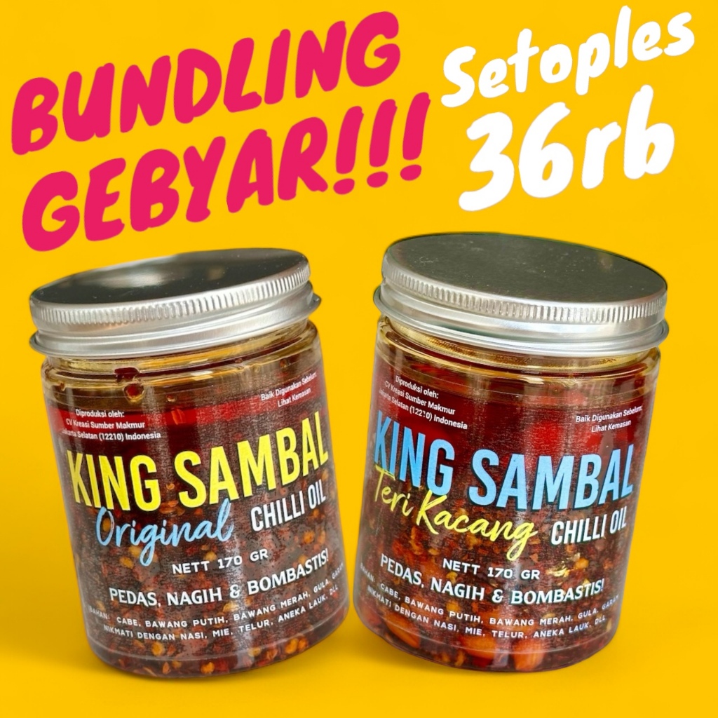 

HONESTFOOD KING SAMBAL Bundling Chilli Oil 2 toples/Original & Teri Kacang/Saus Cabai/Sambal/Minyak Cabai