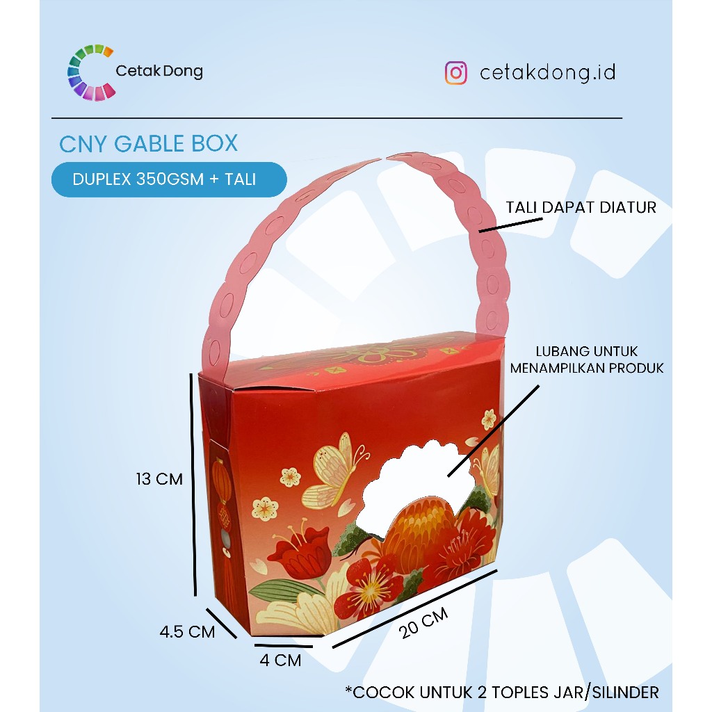 

BOX KUE KERING IMLEK CNY JAR SILINDER HAMPERS DENGAN TALI