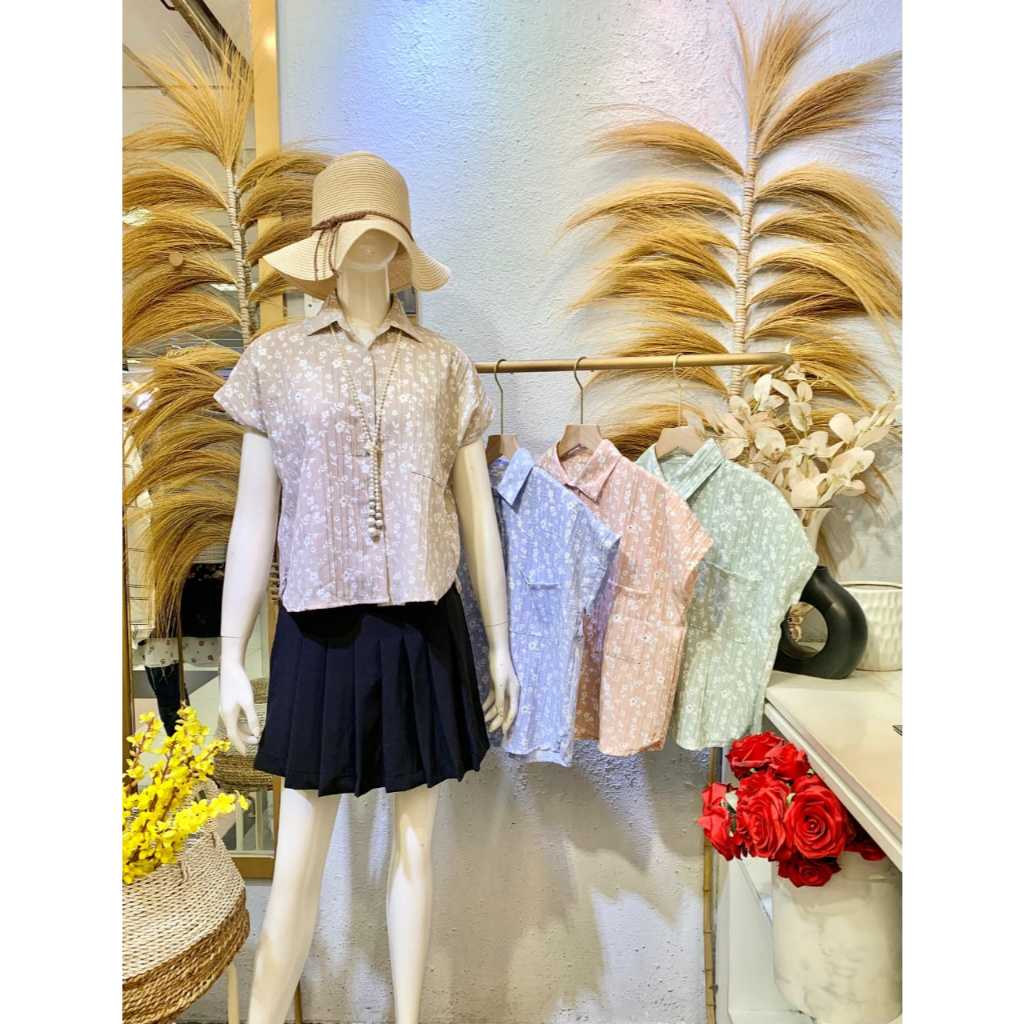 Aura Top Flower Kemeja Motif Bunga Wanita