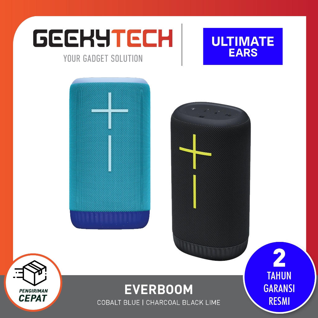 Ultimate Ears Everboom - Speaker Bluetooth Portabel Hitam 110x85x205mm, IP67, Baterai 20 Jam