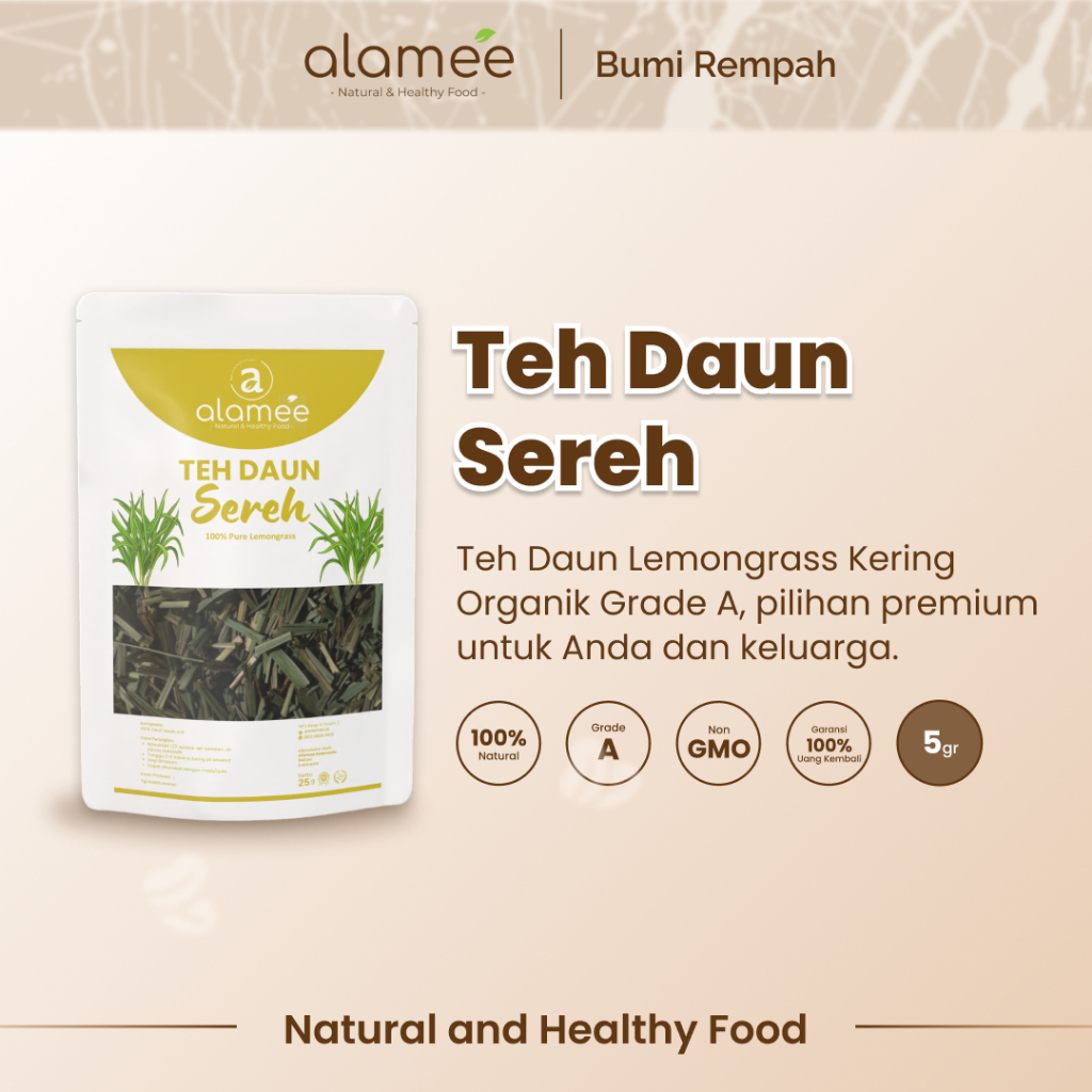 

ALAMEE Lemongrass Leaf Tea Teh Daun Sereh Organik Herbal Organic Kering Dried Serai 5gr